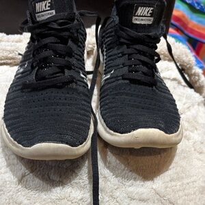 Nike Black Knit Running Sneakers with White Soles